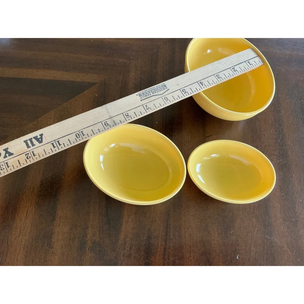 Hutzler Y2K Nesting Bowls Oval Melamine Yellow Set of 3 Retro Kitchen Small